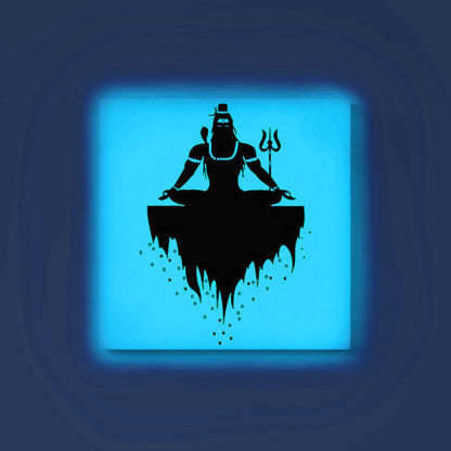 Meditating Lord Shiva Glow in the Dark Painting Kit – DIY Bholenath Floating Art | Eazy Arts – front view (Blue glow color)