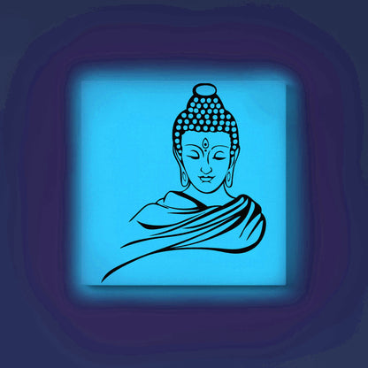 Gautam Buddha Glow in the Dark Painting Kit – DIY Zen Wall Art for Peaceful Spaces | Eazy Arts – front view (Blue glow color)