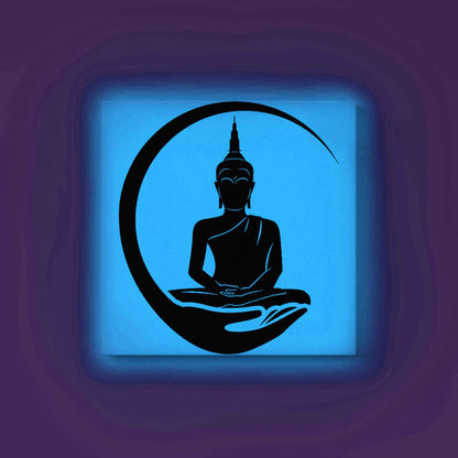 Buddha on Hand Glow in the Dark Painting Kit – DIY Spiritual Zen Art for Mindful Living | Eazy Arts – front view (Blue glow color)