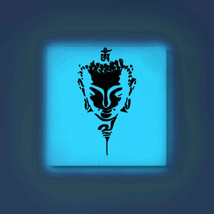 Abstract Buddha Face Glow in the Dark Painting Kit – DIY Sacred Zen Wall Art | Eazy Arts – front view (Blue glow color)