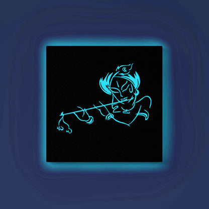 Lord Krishna Playing Flute Glow in the Dark Painting Kit – DIY Divine Line Art | Eazy Arts – front view (Blue glow color)