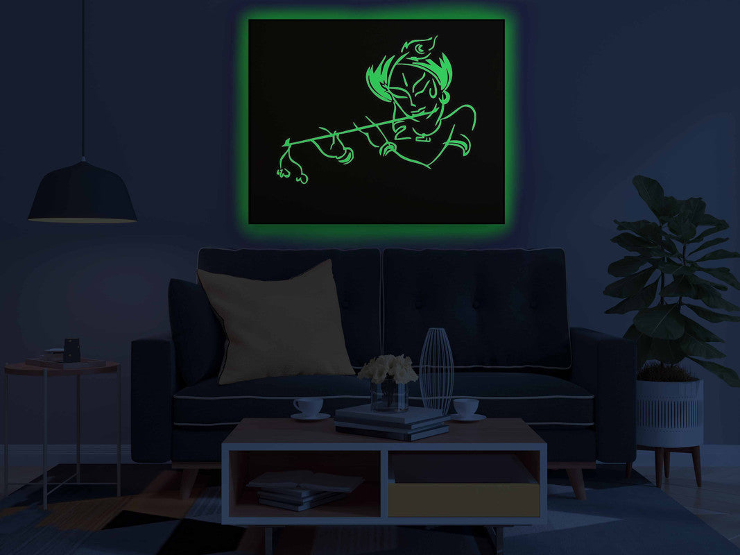 Lord Krishna Playing Flute Glow in the Dark Painting Kit – DIY Divine Line Art | Eazy Arts