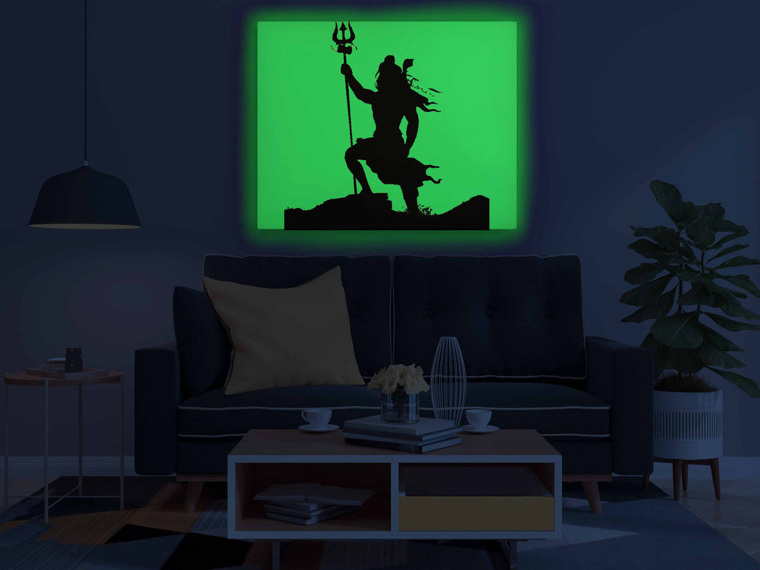 Lord Mahadev Standing with Trishul Glow in the Dark Painting Kit – DIY Shiva Silhouette Wall Art | Eazy Arts
