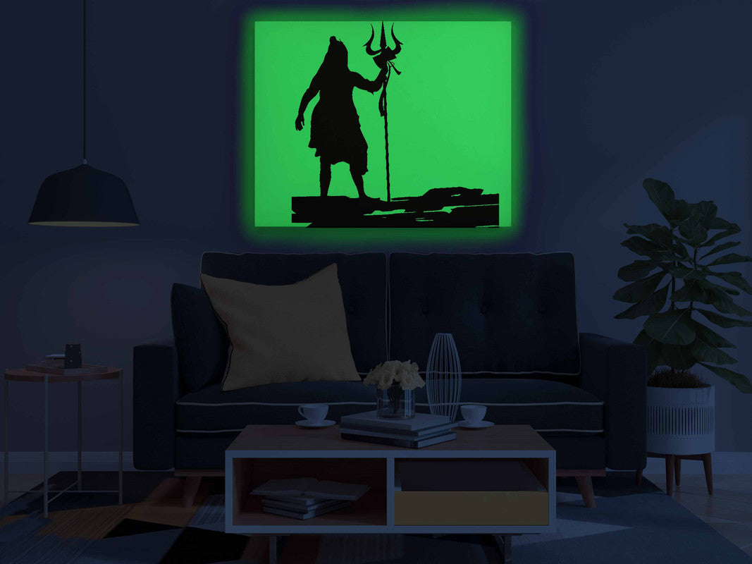 Standing Lord Shiva with Trishul Glow in the Dark Painting Kit – DIY Mahadev Silhouette Art | Eazy Arts