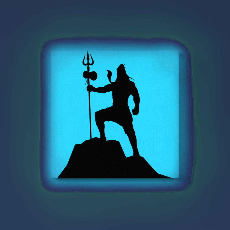 Lord Shiva on Mountain Glow in the Dark Painting Kit – DIY Mahadev Power Pose Art | Eazy Arts – front view (Blue glow color)