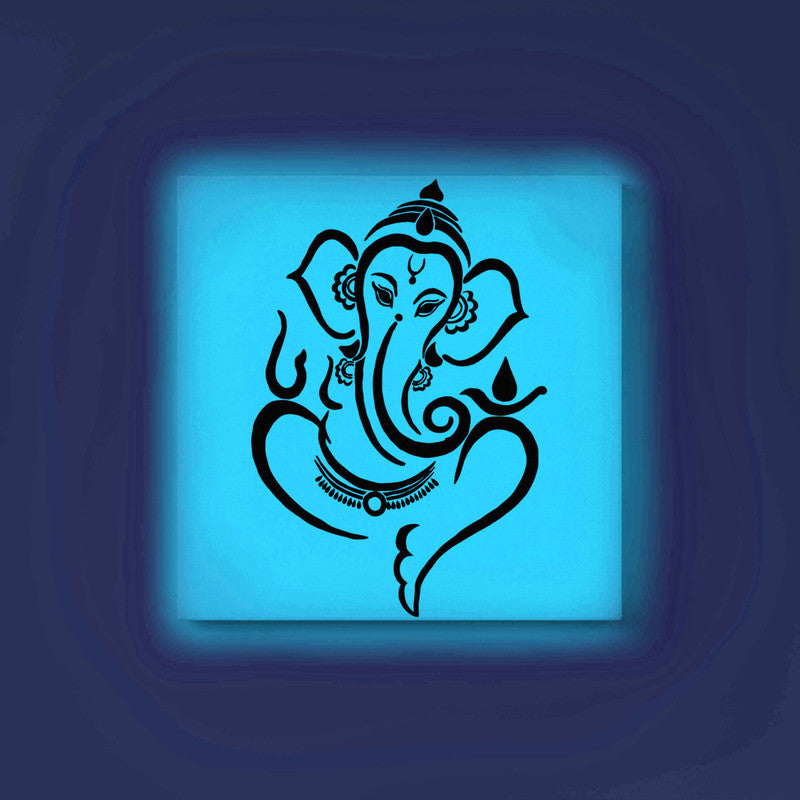 Shri Ganesh Glow in the Dark Painting Kit – DIY Divine Ganpati Line Art for Home Décor | Eazy Arts – front view (Blue glow color)