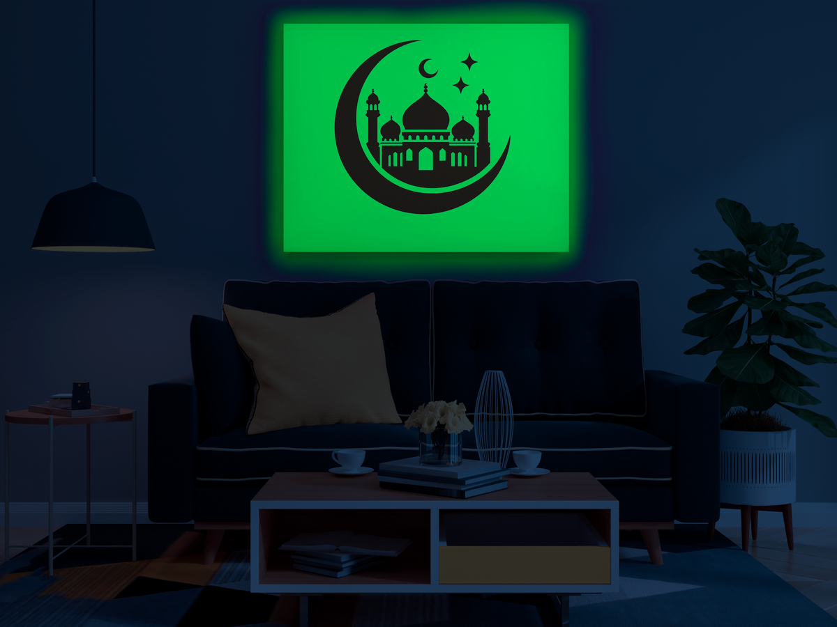 Mosque Crescent Moon GID Kit – Green Glow Night Room View | Eazy Arts