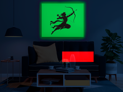 Lord Ram Bow Warrior Pose GID Kit – Green Glow Night Room View | Eazy Arts