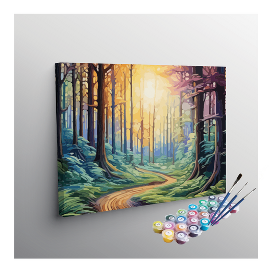 DIY Painting Kit -Sunlit Forest Path Paint by Numbers Kit