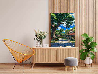 DIY PBN Kit - Charming Country Lane with Cottage Paint by Numbers Kit