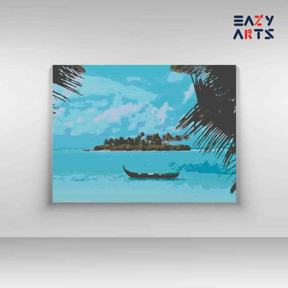DIY Paint by numbers kit - Isolated Island with Tranquil Waters Paint by Numbers Kit