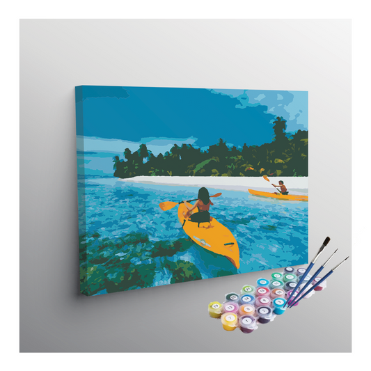 DIY Painting Kit -Kayaking Adventure in Crystal Clear Waters Paint by Numbers Kit