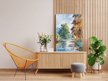 DIY PBN Kit - Serene Riverbank with Autumn Trees Paint by Numbers Kit