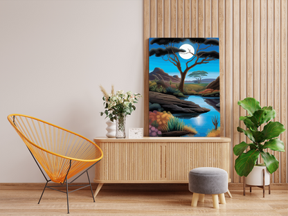 DIY PBN Kit - Moonlit African Landscape Paint by Numbers Kit