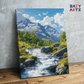 DIY Paint by numbers kit - Cascading Mountain River Paint by Numbers Kit