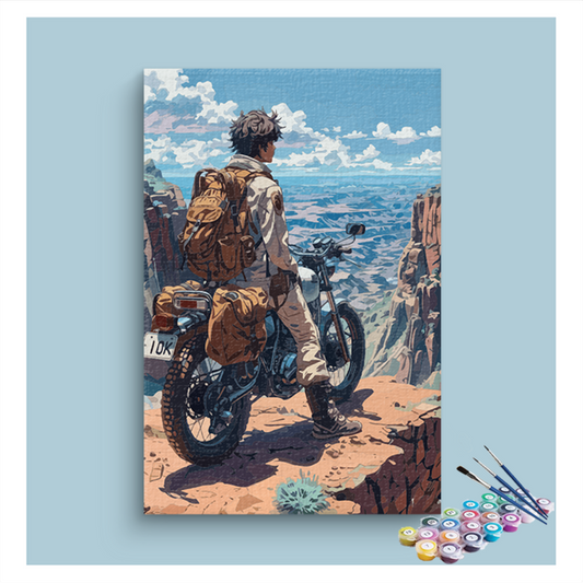 DIY Painting Kit -Adventure Seeker on Mountain Motorcycle Paint by Numbers Kit