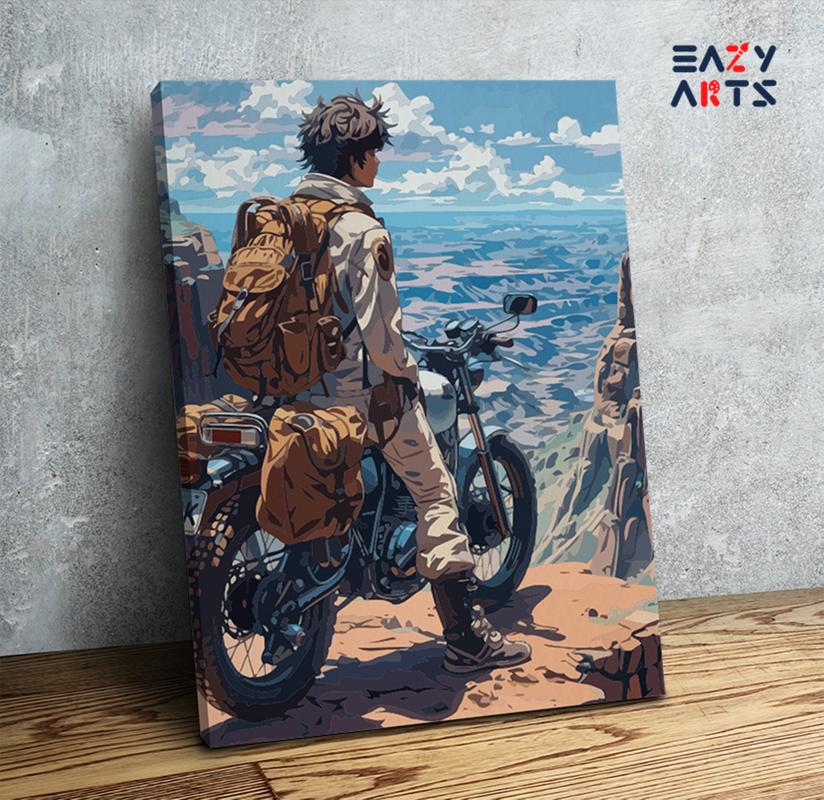 DIY Paint by numbers kit - Adventure Seeker on Mountain Motorcycle Paint by Numbers Kit