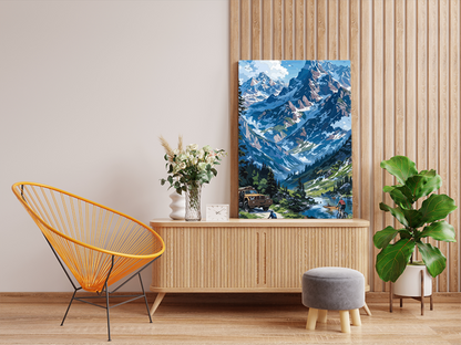 DIY PBN Kit - Mountain Adventure with Cyclists Paint by Numbers Kit