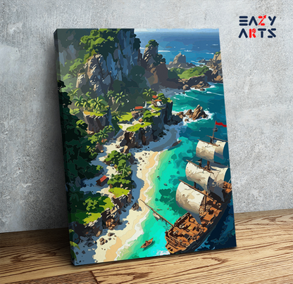 DIY Paint by numbers kit - Pirate Cove Adventure Paint by Numbers Kit