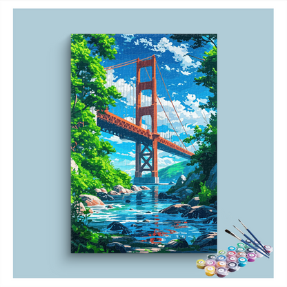 DIY Painting Kit -Golden Gate Bridge Over Serene Waters Paint by Numbers Kit