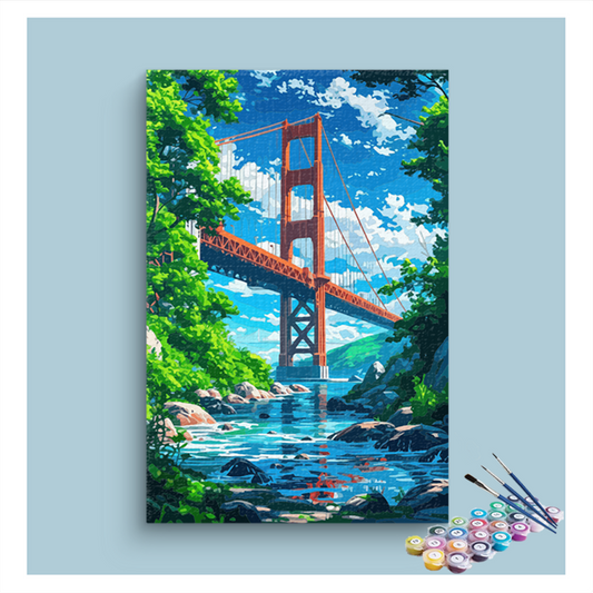 DIY Painting Kit -Golden Gate Bridge Over Serene Waters Paint by Numbers Kit