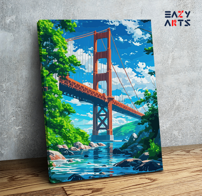DIY Paint by numbers kit - Golden Gate Bridge Over Serene Waters Paint by Numbers Kit