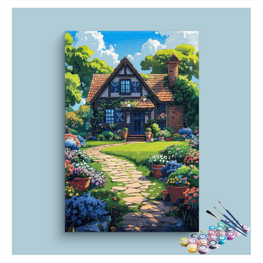 DIY Painting Kit -Charming Cottage Garden Paint by Numbers Kit