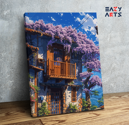 DIY Paint by numbers kit - Charming Cottage with Wisteria Blooms Paint by Numbers Kit