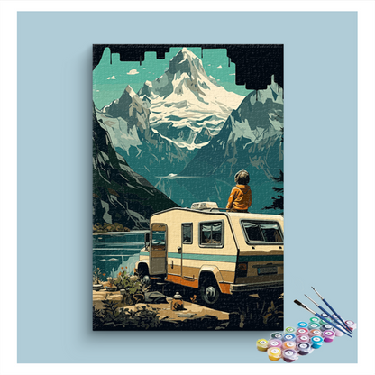 DIY Painting Kit -Mountain View Camper Adventure Paint by Numbers Kit
