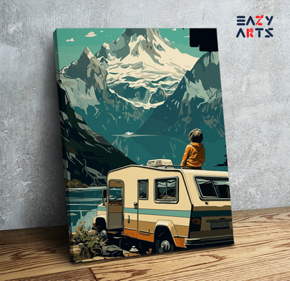 DIY Paint by numbers kit - Mountain View Camper Adventure Paint by Numbers Kit
