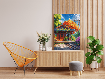 DIY PBN Kit - Autumn Train Station Retreat Paint by Numbers Kit
