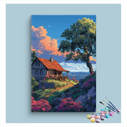 DIY Painting Kit -Sunset Cottage Paint by Numbers Kit