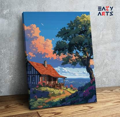 DIY Paint by numbers kit - Sunset Cottage Paint by Numbers Kit