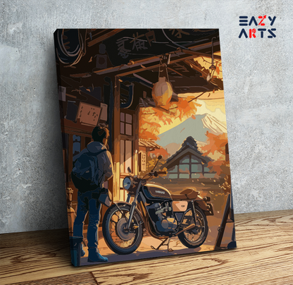 DIY Paint by numbers kit - Morning Ride: Retro Motorcycle Paint by Numbers Kit