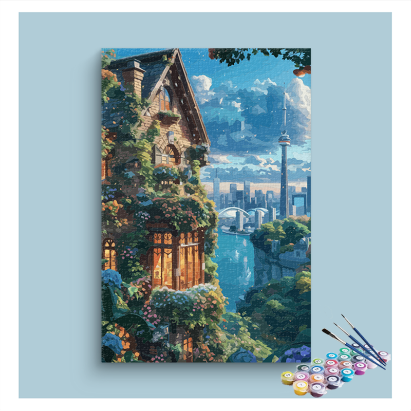 DIY Painting Kit -City Oasis: Urban Nature Retreat Paint by Numbers Kit