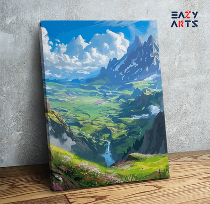 DIY Paint by numbers kit - Alpine Vista: Majestic Mountains and Meadows Paint by Numbers Kit