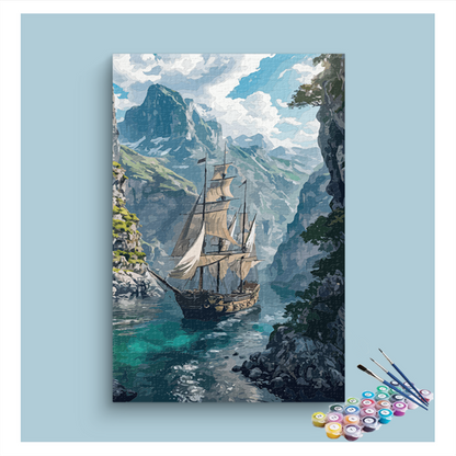 DIY Painting Kit -Majestic Voyage Sailing Ship Paint by Numbers Kit