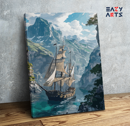 DIY Paint by numbers kit - Majestic Voyage Sailing Ship Paint by Numbers Kit