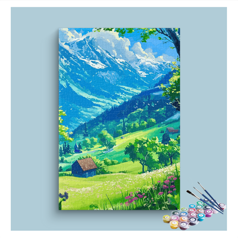 DIY Painting Kit -Tranquil Green Valley Paint by Numbers Kit