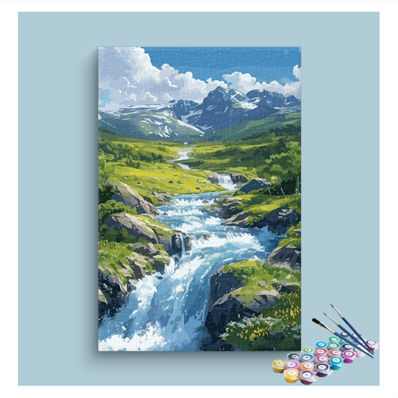 DIY Painting Kit -Mountain Stream Paint by Numbers Kit