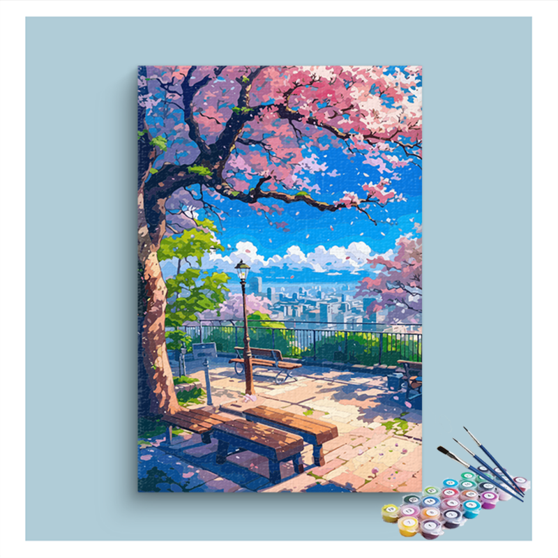 DIY Painting Kit -Blossoming Park View Paint by Numbers Kit