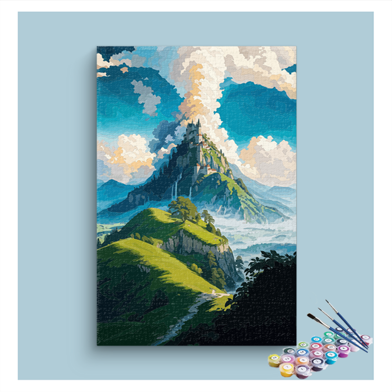 DIY Painting Kit -Mountain Castle Retreat Paint by Numbers Kit