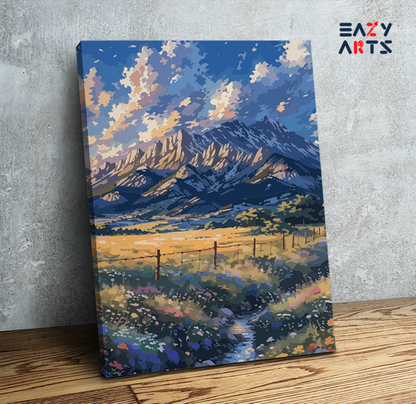 DIY Paint by numbers kit - Meadow Stream and Mountain Paint by Numbers Kit