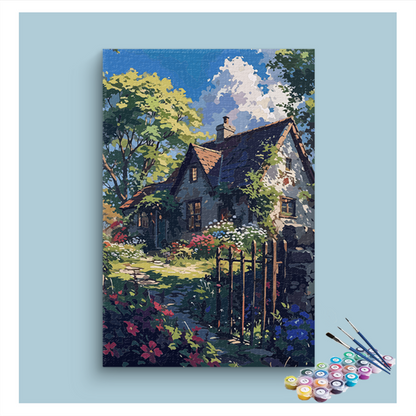 DIY Painting Kit -Cozy Cottage Garden Paint by Numbers Kit