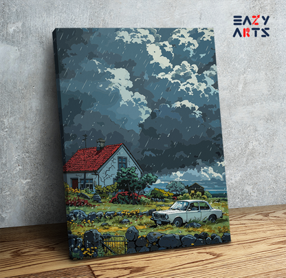 DIY Paint by numbers kit - Stormy Cottage Paint by Numbers Kit