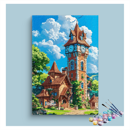 DIY Painting Kit -Charming Clock Tower Paint by Numbers Kit