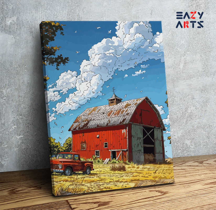 DIY Paint by numbers kit - Rustic Red Barn Paint by Numbers Kit