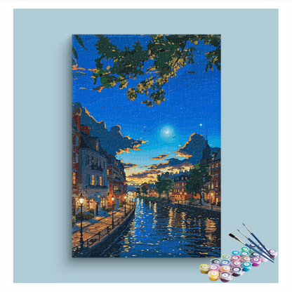 DIY Painting Kit -Twilight Riverfront Paint by Numbers Kit