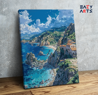 DIY Paint by numbers kit - Mediterranean Coastline Paint by Numbers Kit
