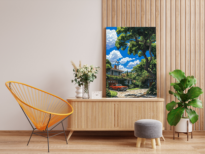 DIY PBN Kit - Classic Suburban Car Scene Paint by Numbers Kit